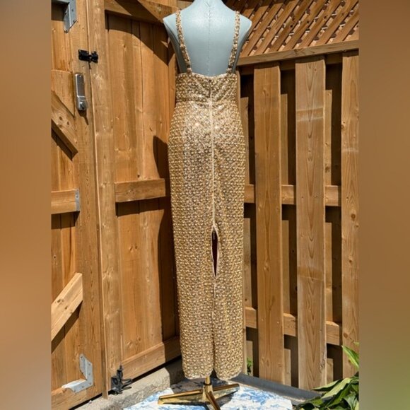 🆕 BRONX & BANCO 🧿 NWOT Allegra Gold Sequin & Beaded Maxi Dress, Sz M US 6 - Picture 9 of 16